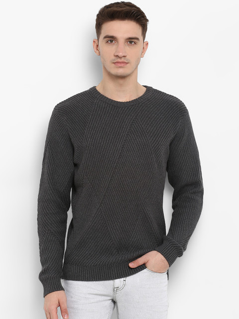 

Red Tape Men Charcoal Solid Sweater