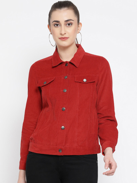 

Oxolloxo Women Red Solid Lightweight Jacket