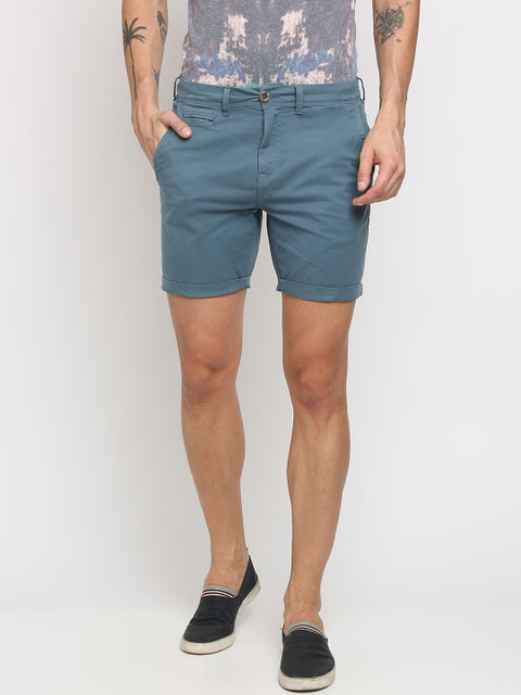 

Breakbounce Men Blue Solid Slim Fit Regular Shorts