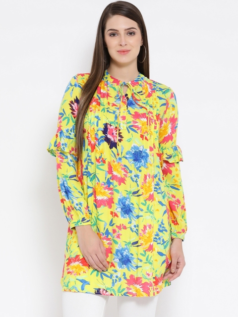

Oxolloxo Women Yellow & Blue Printed Tunic