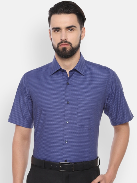 

Van Heusen Men Navy Blue Regular Fit Self Design Formal Shirt