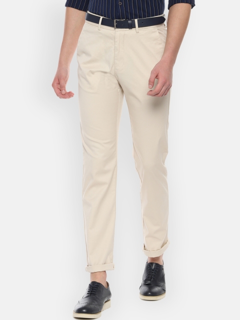 

Allen Solly Men Beige Regular Fit Self Design Regular Trousers