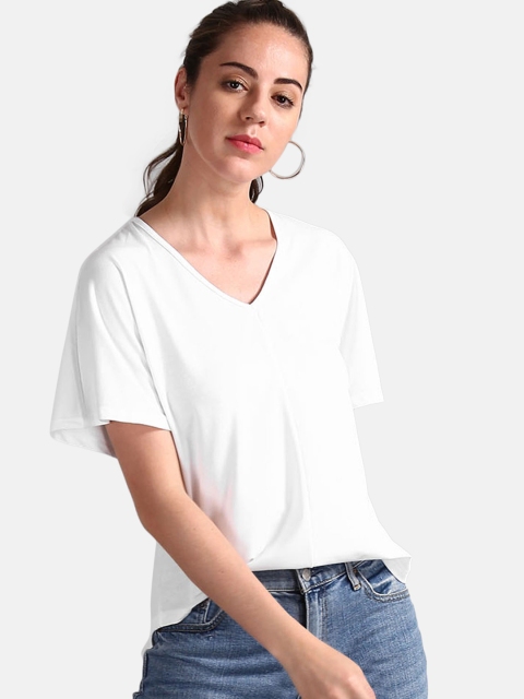 

GAP Women White Solid High-Low Top