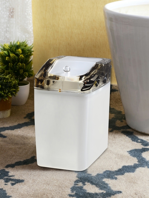 

OBSESSIONS White & Black Solid Table-Top Waste Bin