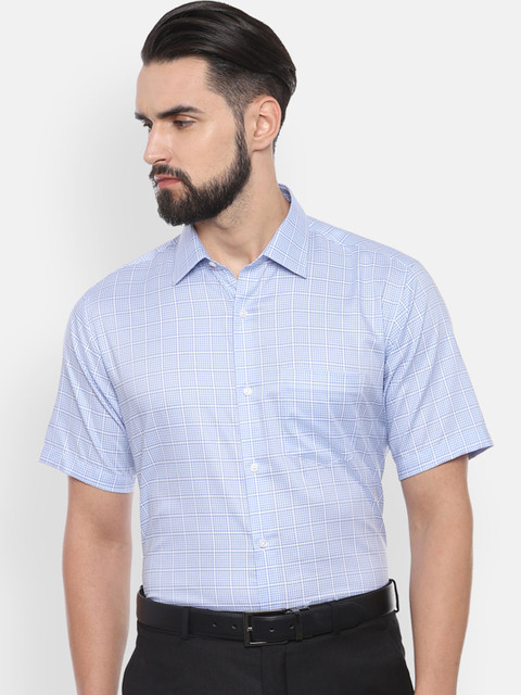 

Van Heusen Men Blue & White Regular Fit Checked Formal Shirt