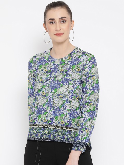

Oxolloxo Women Green Printed A-Line Top