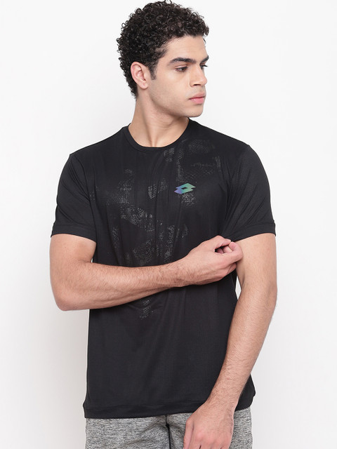 

Lotto Men Black Printed Round Neck T-shirt