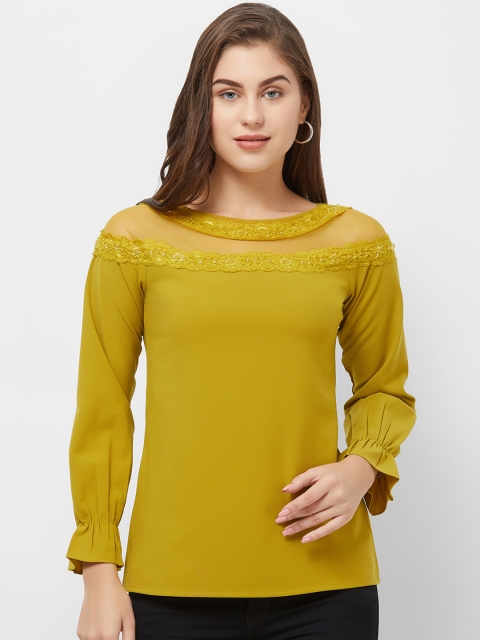 

Soie Women Mustard Yellow Embellished Top
