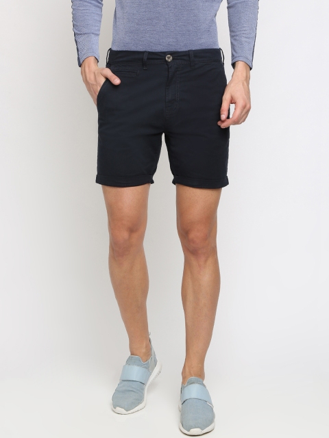 

Breakbounce Men Navy Blue Solid Slim Fit Regular Shorts