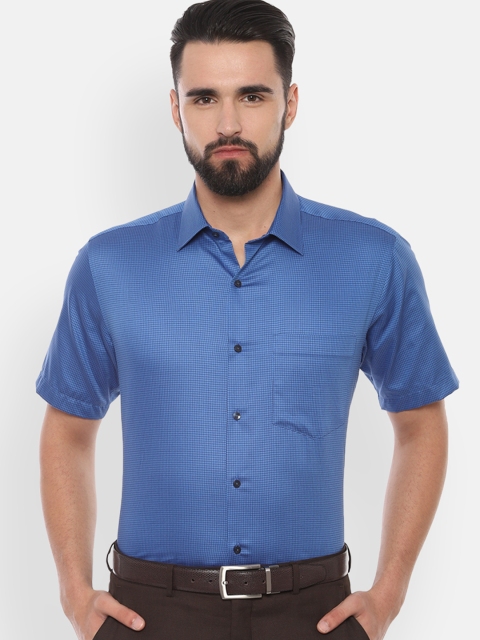 Van Heusen Men Blue Regular Fit Checked Formal Shirt