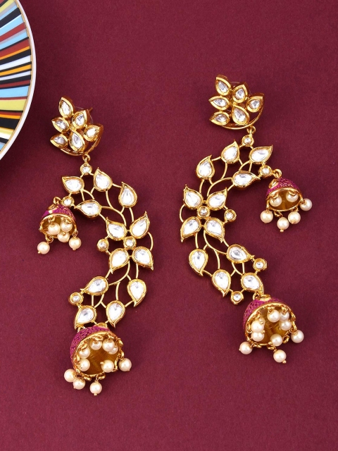 

Tistabene Pink & Gold-Plated Enamelled Dome Shaped Jhumkas