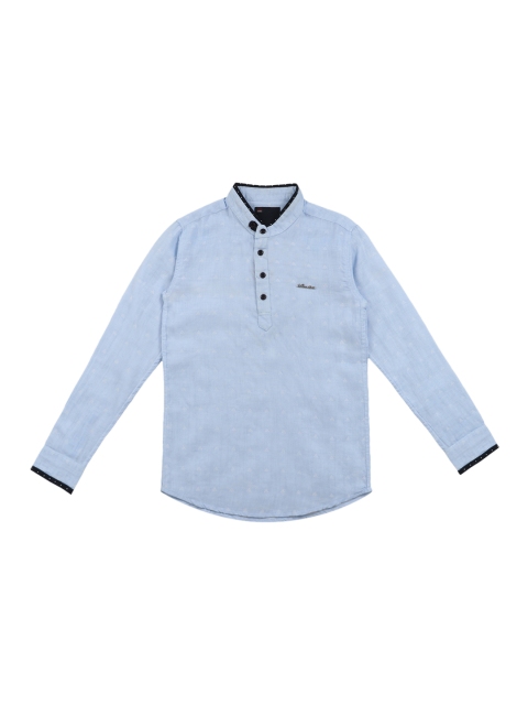 

Lil Tomatoes Boys Blue & White Regular Fit Self Design Casual Shirt