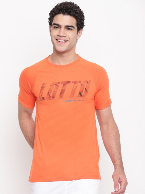 

Lotto Men Orange Printed Round Neck T-shirt