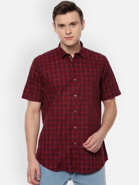 

Van Heusen Sport Men Maroon Slim Fit Checked Casual Shirt