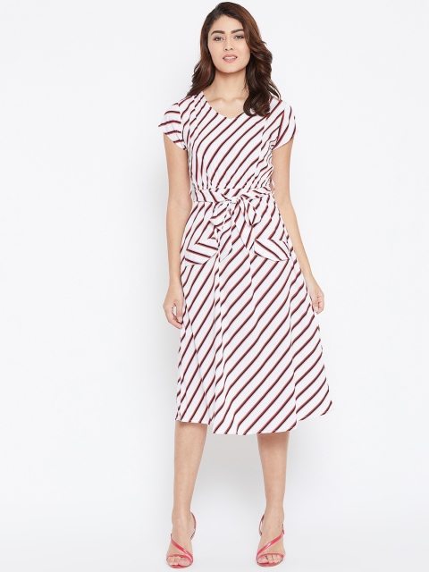 

FIZERA Women Striped White A-Line Dress