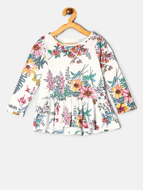 

GAP Girls White & Green Printed Tunic