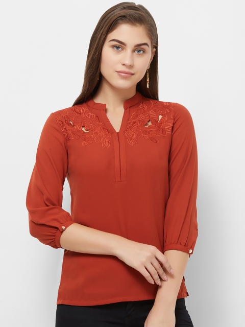 

Soie Women Rust Brown Solid Top