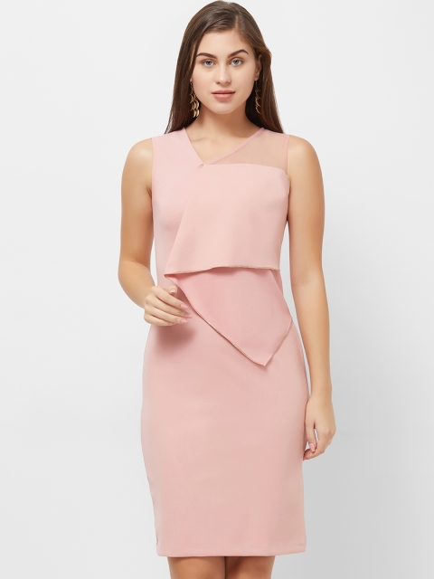 

Soie Women Pink Solid Sheath Dress