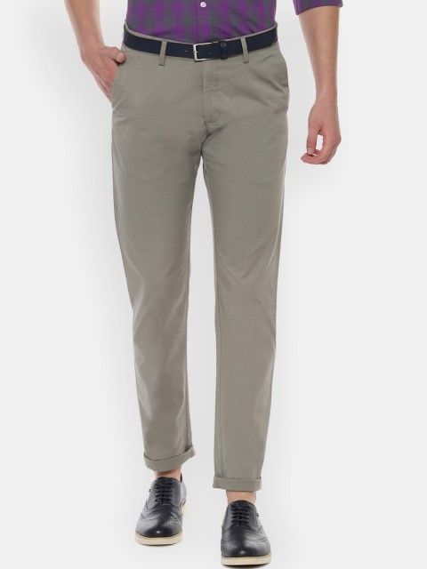 

Allen Solly Men Grey Slim Fit Self Design Regular Trousers