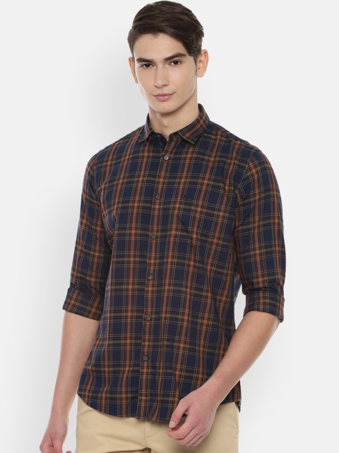 

Van Heusen Sport Men Navy Blue Slim Fit Checked Casual Shirt