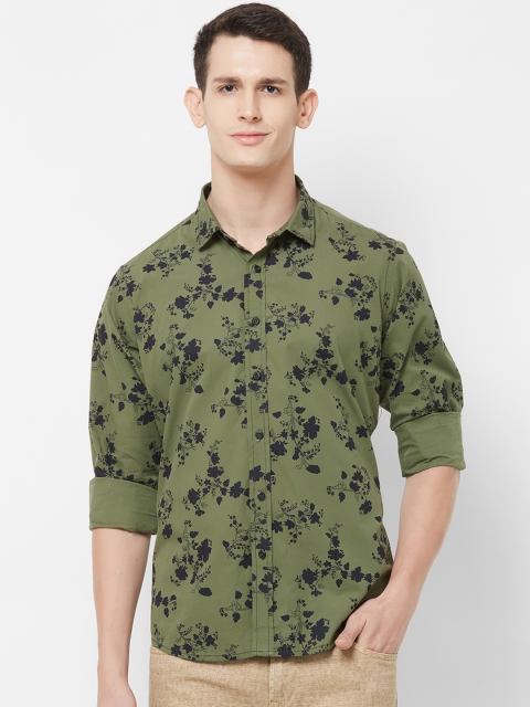 

EVOQ Men Olive Green & Navy Blue Regular Fit Printed Casual Shirt