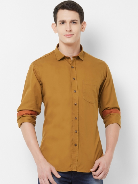 

EVOQ Men Tan Brown Regular Fit Solid Casual Shirt