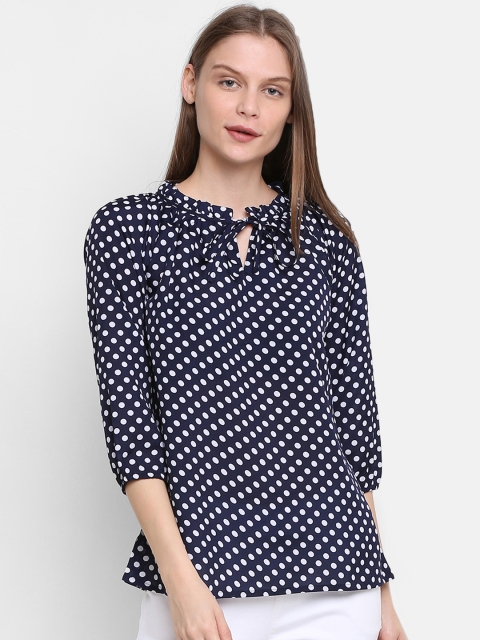 

Rute Women Navy Blue Polka Dot Top