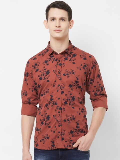 

EVOQ Men Rust & Navy Blue Regular Fit Printed Casual Shirt