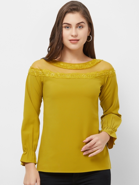 

Soie Women Mustard Yellow Embellished Top