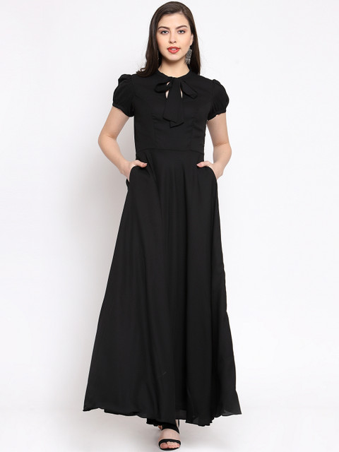 

Just Wow Women Black Solid Maxi Dress
