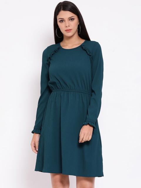 

Oxolloxo Women Solid Green A-Line Dress