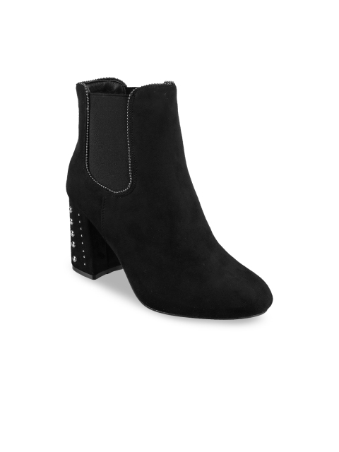 

Metro Women Black Solid Heeled Boots