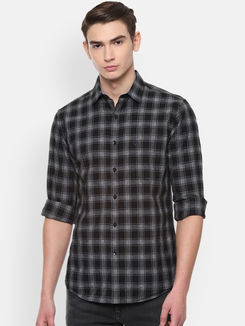 

Allen Solly Men Black & Grey Checked Slim Fit Casual Shirt
