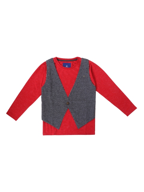 

Lil Tomatoes Boys Red & Grey Solid Sweatshirt