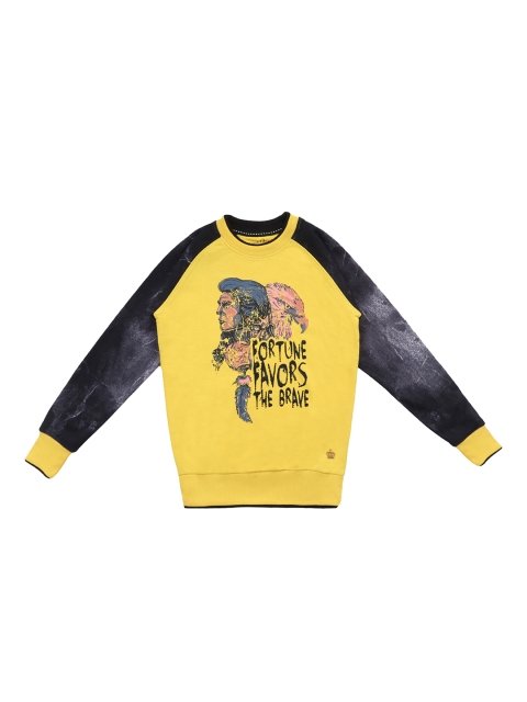

Lil Tomatoes Boys Yellow & Black Printed Sweatshirt