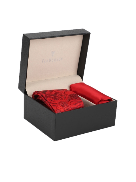 

Van Heusen Men Red Tie & Pocket Square Gift Set