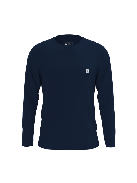 

Circle Square Unisex Navy Blue Solid Round Neck T-shirt