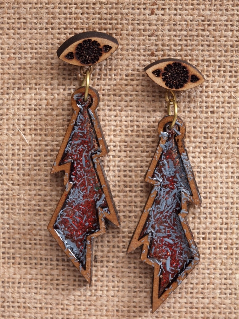 

PANASH Brown & Maroon Quirky Handcrafted Drop Earrings