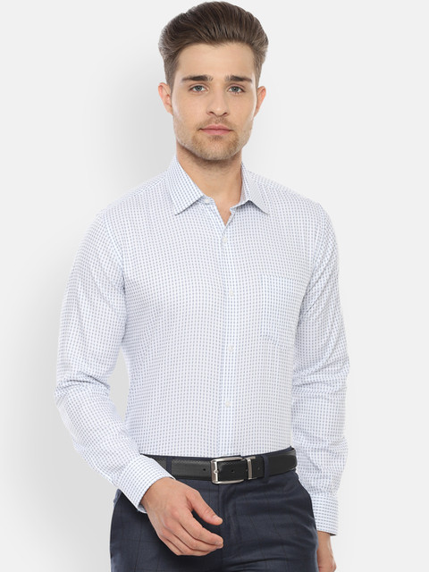 

Van Heusen Men White & Navy Blue Slim Fit Printed Formal Shirt