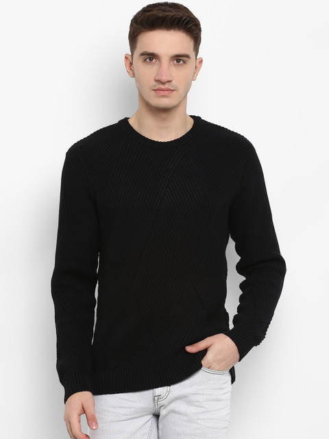 

Red Tape Men Black Solid Sweater