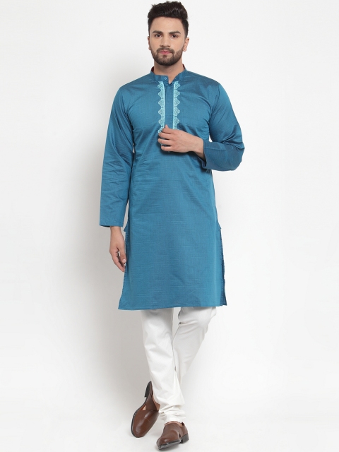 

NEUDIS Men Blue Solid Straight Kurta
