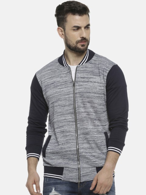 

Campus Sutra Men Grey Colourblocked Windcheater Varsity Jacket