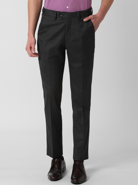 

Peter England Men Grey Self Design Slim Fit Formal Trousers