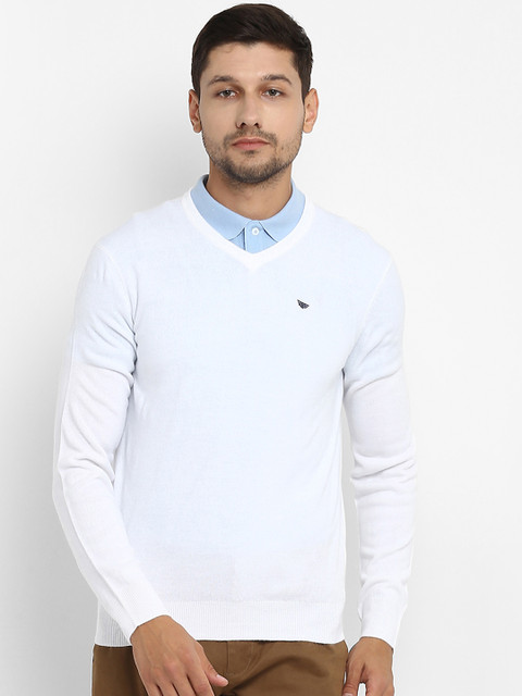 

Red Tape Men White Solid Sweater