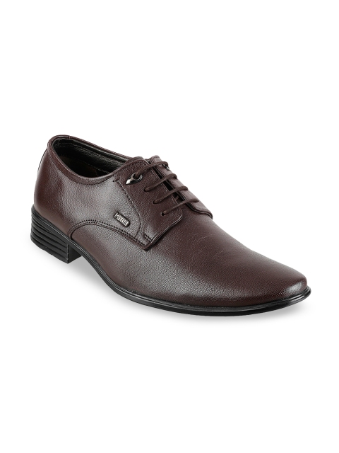 

Metro Men Brown Textured Leather Formal Derbys