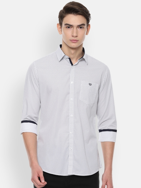 Van Heusen Sport Men White Slim Fit Printed Casual Shirt