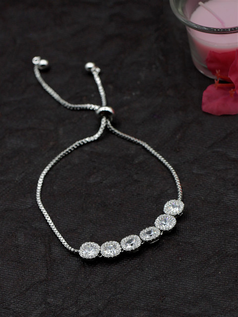 

Sia Art Jewellery Silver-Plated CZ Studded Link Bracelet