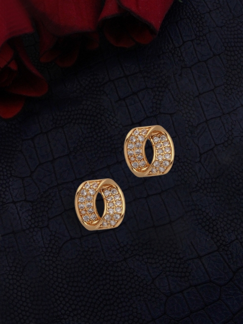 

Sia Art Jewellery Gold-Plated & Off-White Zircon Studded Circular Hoop Earrings