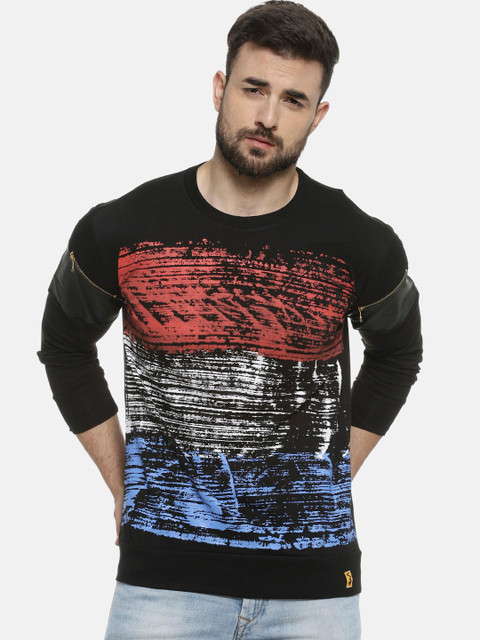 

Campus Sutra Men Black Colourblocked Round Neck T-shirt