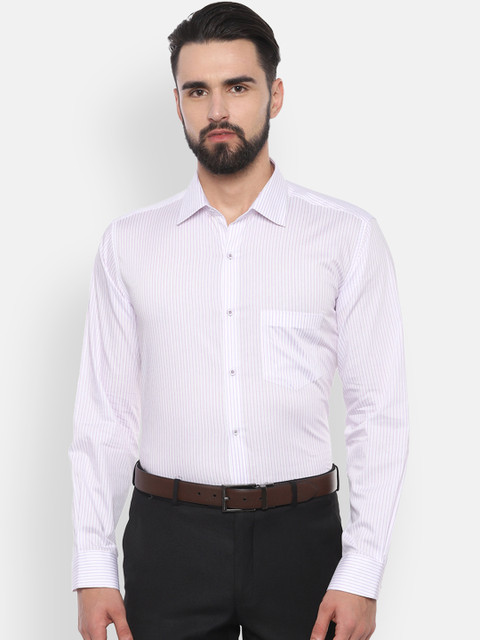 

Van Heusen Men White & Lavender Regular Fit Striped Formal Shirt